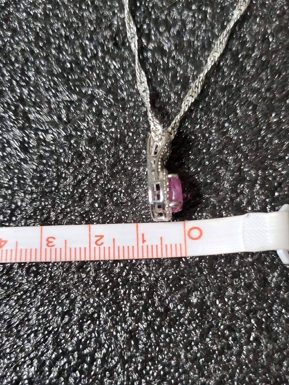 Ilikaka Hot Pink Sapphire Cambodian Zircon Pendant Necklace Platinum Plated - Picture 5 of 9
